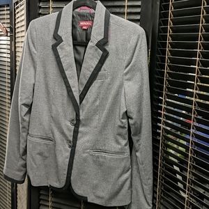 Merona gray blazer black piping 8